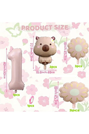 Papatya Kapibara folyo balonlu 6 lı yaş balon set