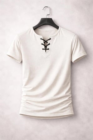 BYBÜLENT Özel Üretim Beyaz İpli Yaka Dar Kesim Geniş Yaka Bisiklet Yaka Tişört Tshirt