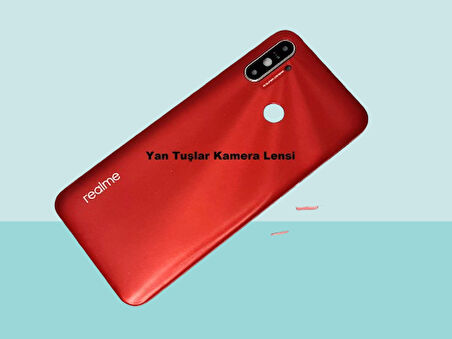 Oppo Realme C3 Uyumlu FULL KASA Arka Kapak Batarya Kapağı - KIRMIZI