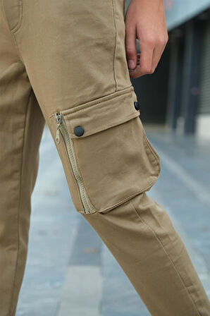 Erkek Çocuk Bel lastikli Cepli  Kargo Pantolon