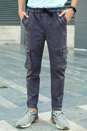 Erkek Çocuk Bel lastikli Cepli  Kargo Pantolon