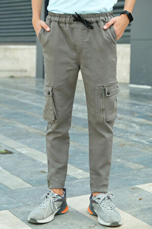 Erkek Çocuk Bel lastikli Cepli  Kargo Pantolon