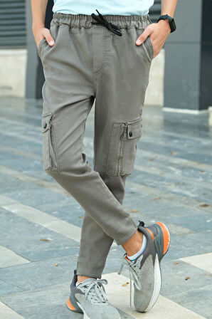 Erkek Çocuk Bel lastikli Cepli  Kargo Pantolon