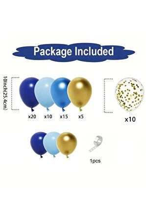 Lacivert Balon Çelenk Seti Altın Konfeti Balonlu Doğum Günü Düğün Yıldönümü Parti Dekorasyonu