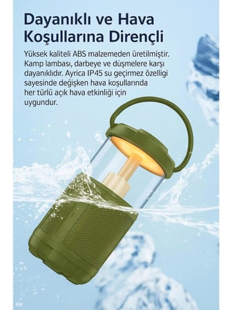 Kamp Lambası ve Bluetooth Speaker Işıklı Kablosuz El Tutamaçlı Kampta Tatilde Tatilde Ofis ve Ev