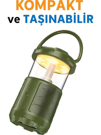 Kamp Lambası ve Bluetooth Speaker Işıklı Kablosuz El Tutamaçlı Kampta Tatilde Tatilde Ofis ve Ev