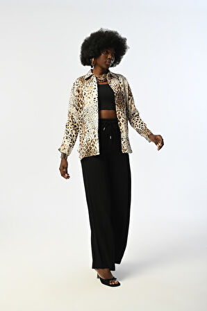 KADIN LEOPAR DESEN GÖMLEK