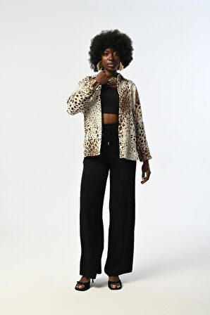 KADIN LEOPAR DESEN GÖMLEK