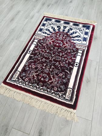AL HARAMAIN 002_Bordo 14 mm /2200 Gr yumuşak Sık Dokuma Ravza Seccade