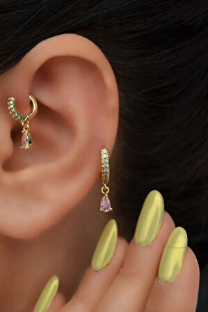 2 Adet Zirkon Kalpli Halka Piercing Tragus Helix Forward Kıkırdak Lob Daith (1 Adet 6 mm 1 Adet 8 mm)