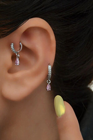 2 Adet Zirkon Kalpli Halka Piercing Tragus Helix Forward Kıkırdak Lob Daith (1 Adet 6 mm 1 Adet 8 mm)