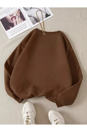 Unisex Positive Baskılı Bisiklet Yaka Sweatshirt