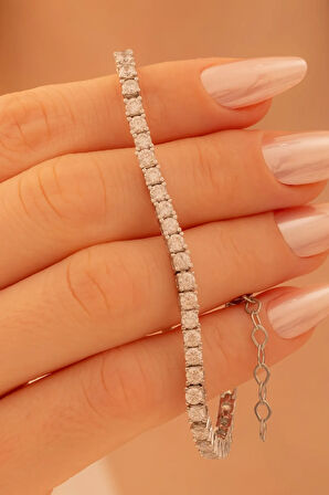 Kadın Gümüş Bileklik - Zirkon Taşlı Suyolu Kadın Bileklik