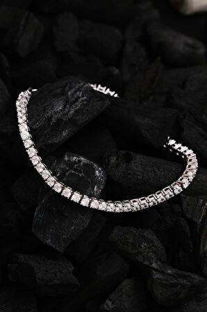 Kadın Gümüş Bileklik - Zirkon Taşlı Suyolu Kadın Bileklik