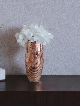 AYNALI CAM VAZO UZUN ROSE GOLD 