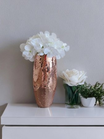 AYNALI CAM VAZO UZUN ROSE GOLD 