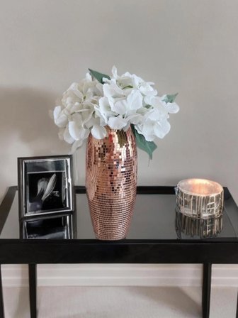 AYNALI CAM VAZO UZUN ROSE GOLD 