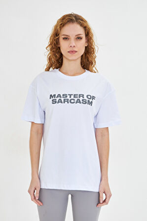 Kadın Master Of Sarcasm Baskılı Kısa Kollu %100 Pamuk Tişört