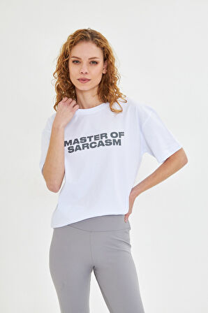  Kadın Master Of Sarcasm Baskılı Kısa Kollu %100 Pamuk Tişört