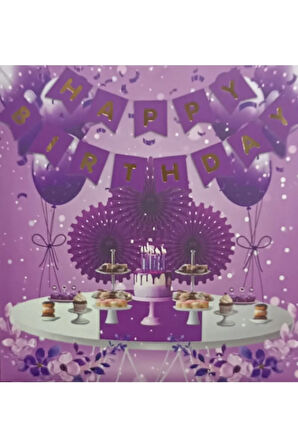 MOR RENK HAPPY BIRTHDAY ZİKZAK BANNER