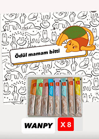 WANPY Karışık Lezzetli Sıvı Kedi Ödül Maması 14 gr X 8 Adet SK:09.2026