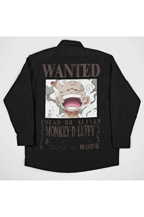 Wanted Monkey D. Luffy Baskılı Unisex Anime Karakter Gömlek
