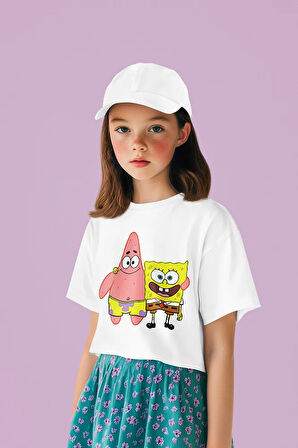 Süngerbob Ve Patrick Baskılı Unisex Çizgi Film Çocuk Tişört (1-12 Yaş)