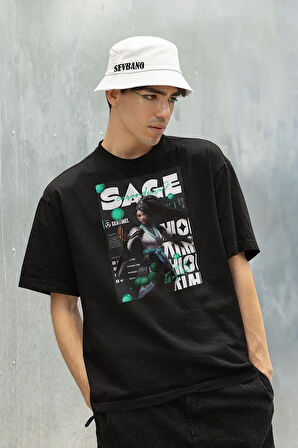 Sentinel Sagee Baskılı Unisex Oversize Valoorant Tişört