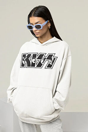 Kiss Yazılı Unisex Oversize Müzik Grubu Hoodie