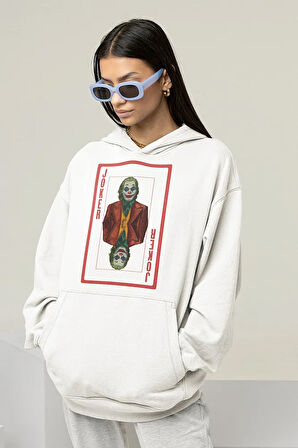 Joker Tasarım Kart Baskılı Unisex Oversize Hoodie