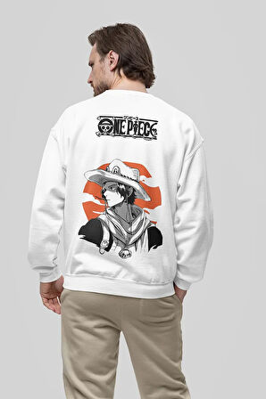 One Piece Baskılı Unisex Oversize Anime Sweatshirt