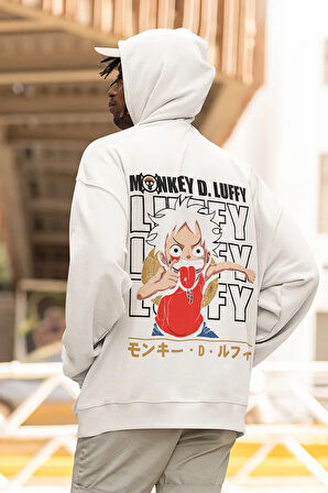 Monkey D. Luffy Baskılı Unisex Oversize Anime Karakter Hoodie