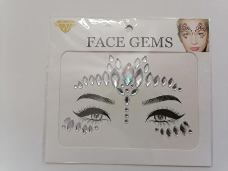 Gold Kendinden Yapışkanlı Yüz Taşı Sticker Face Gems Model1