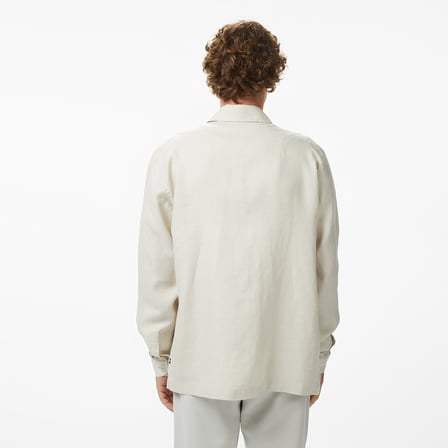 Nautica Erkek Krem Regular Fit Keten Gömlek