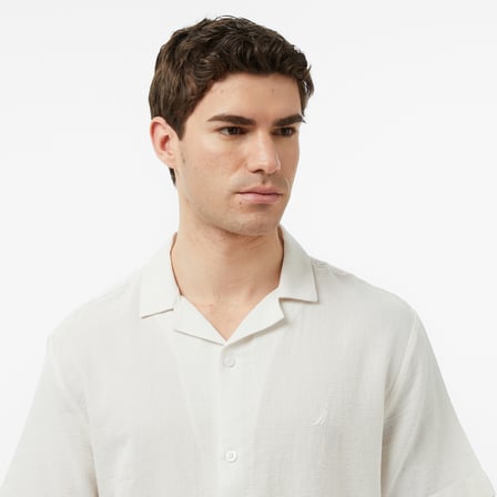 Nautica Erkek Krem Regular Fit Kısa Kollu Gömlek
