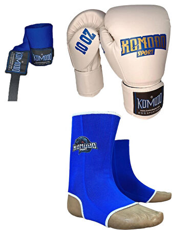  Boks Eldiveni 10 Oz/Kick Boks,Muay Thai Ayak Bilek Çorap/3,5 Metre Boks Bandajı 3 lü Set