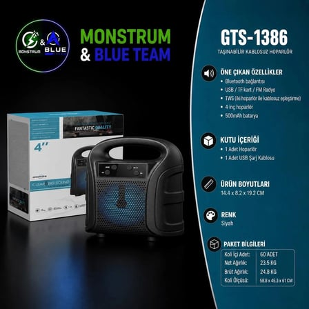 Gts 1386 Bluetooth Mini Speaker Siyah