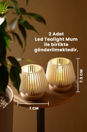 Dekoratif Led Tealight Mumluk | Masaüstü Aydınlatma | 2'Li Set