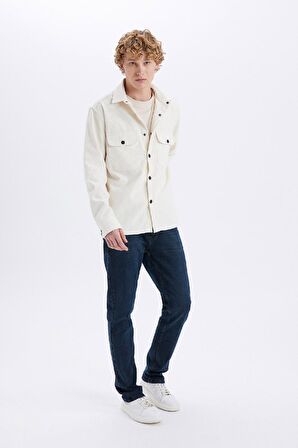 DeFacto Relax Fit Düğmeli Cepli Uzun Kollu Gömlek A6872AX24AUBG766