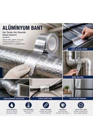Alüminyum Yapışkan Bant 10 Metre x 4 CM Isıya ve Suya Dayanıklı