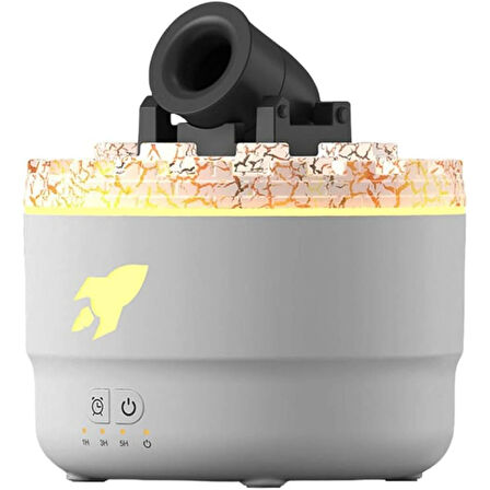 Ozmik Volkanik Kule Nemlendirici Sessiz Nem Alma Cihazı Aromaterapi Renkli LED Işık  280 ml Beyaz