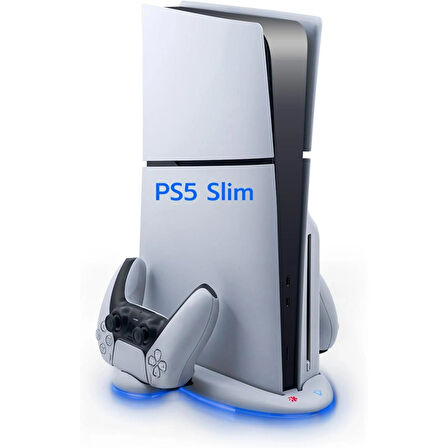 PS5 Slim için Wigearss Dikey Stand Soğutma Fanları 3 Seviyede Ayarlanabilir Fanlı Çok İşlevli Stand