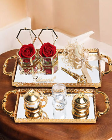 Affection Dantelli Gold Söz Nişan Tepsisi