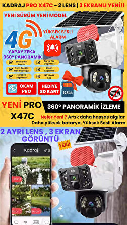 Sim Kartlı Güvenlik Kamerası, Solar Panelli Kamera, 4G  X47C PRO Güvenlik Kamerası, İnsan Takibi, Al