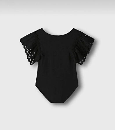 KIZ ÇOCUK PAMUKLU KOL KISMI GÜPÜRLÜ ÇIT ÇITLI BODY GÜNLÜK