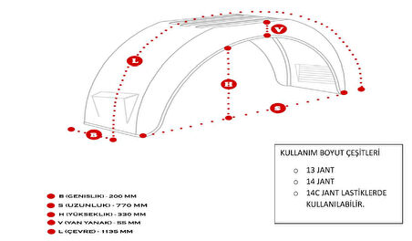 PLASTİK RÖMORK ÇAMURLUK TEKNE-KARAVAN 200mm