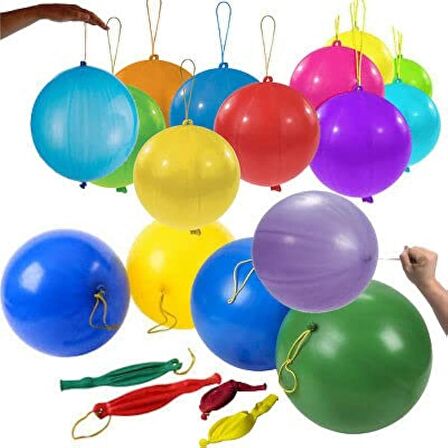 Punch Balon Lastikli Renkli Baskılı Balon - 10 Adet