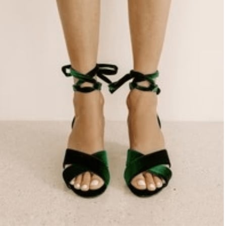 ForeverSoles Kadın Zümrüt Yeşili Suni Deri Kalın Topuklu Kapalı Burun Gelin Ayakkabısı Düğün Nişan Davet