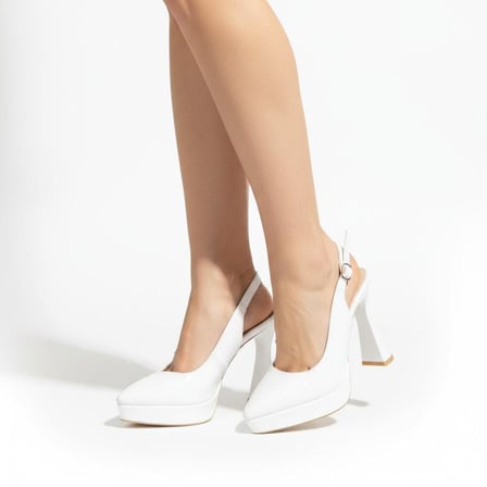 ForeverSoles Kadın Nude Suni Deri Platform Topuklu Bilekten Bantlı Açık Burun Sandalet Düğün Nişan Davet