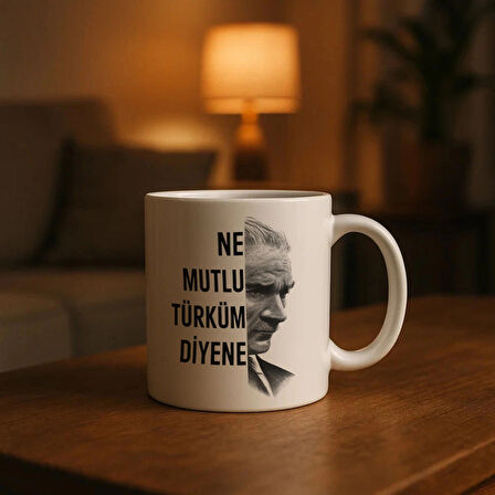 Ne Mutlu Türküm Diyene Atatürk Baskılı Kupa Bardak